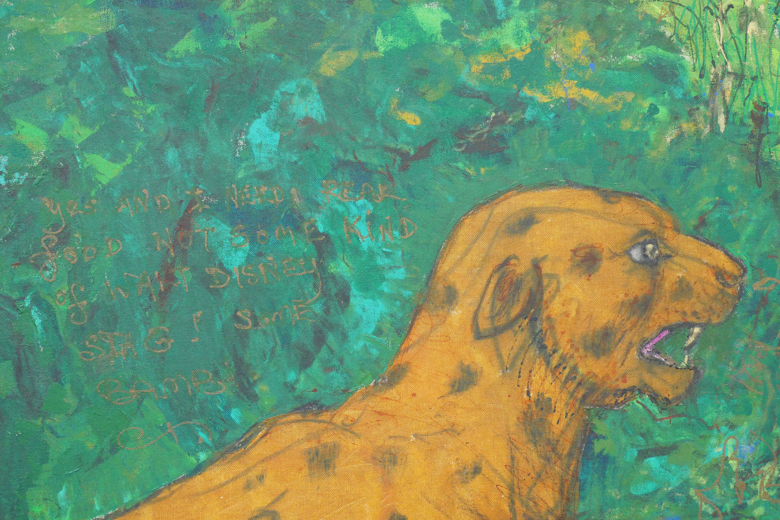 William T. Wiley, Angel Saving Stag From Jaguar, 1995