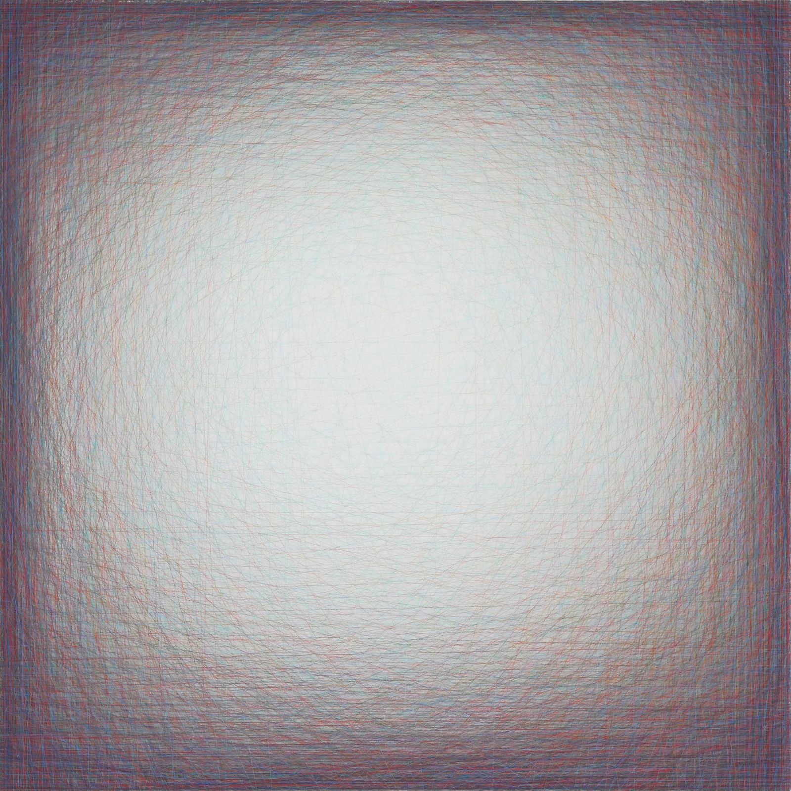 square thread painting, ombre maroon to white, edge to center