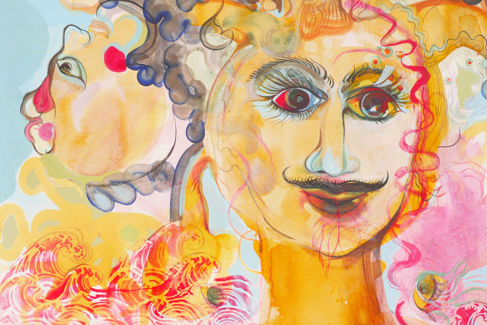 Rina Banerjee, Blue jays at the bird feeder, five legs of all beak and muster, a nervous hunter weary of others at the hole in flutter, in sun hit my shutter., 2024