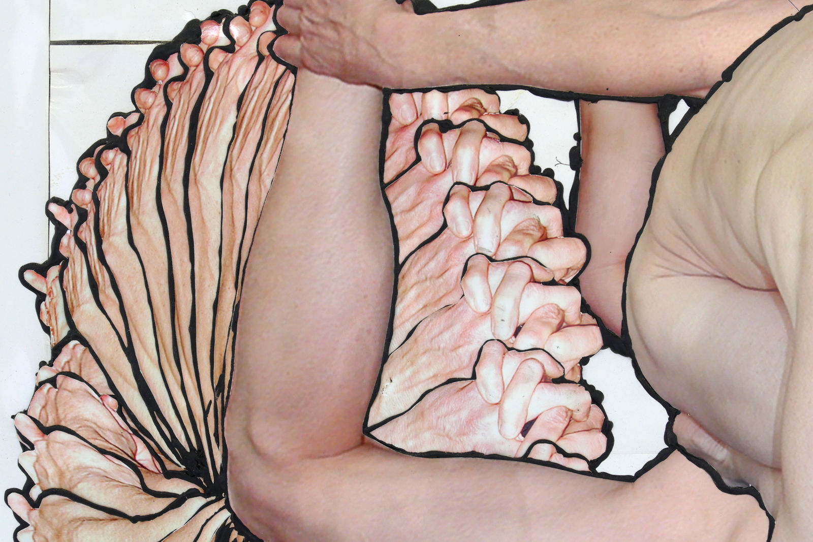 Detail of the left center of Pink Bike with focus on the top half of the back wheel