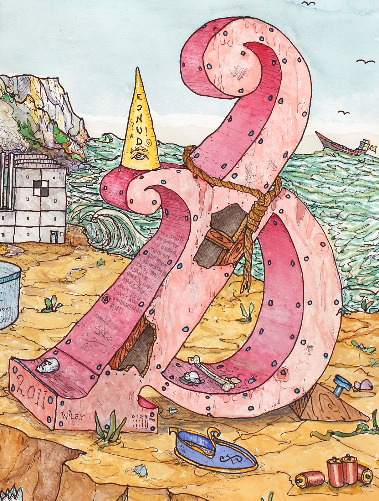 William T. Wiley, &…So…Ampersand in Backwards Land, 2011