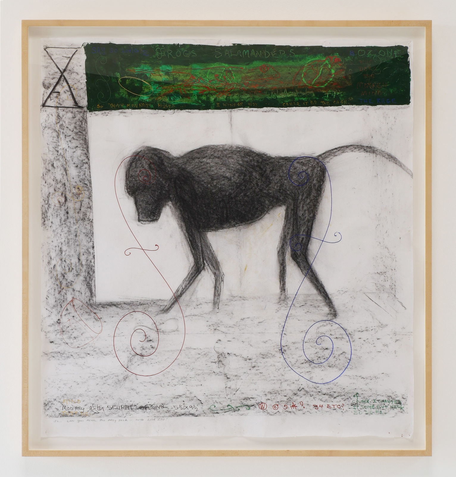 William T. Wiley, Monkey after Seurat Who Love Zoo, 1994