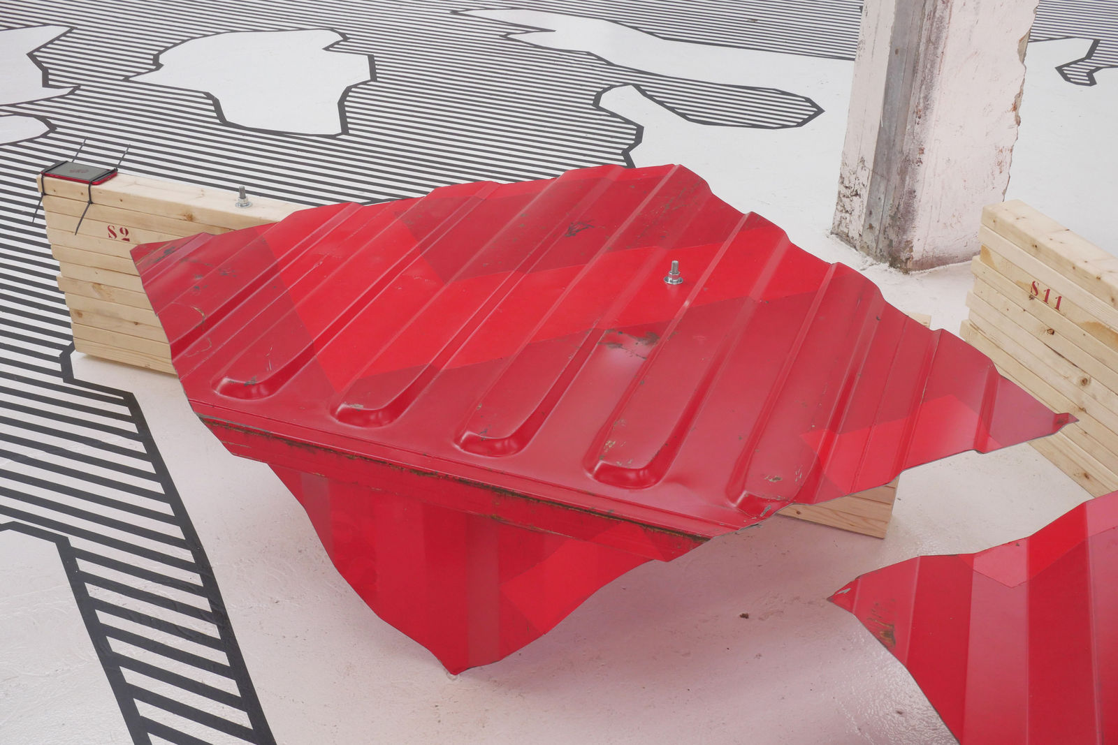 LOT-EK, #2 3D Square Top+Side Table, 2023