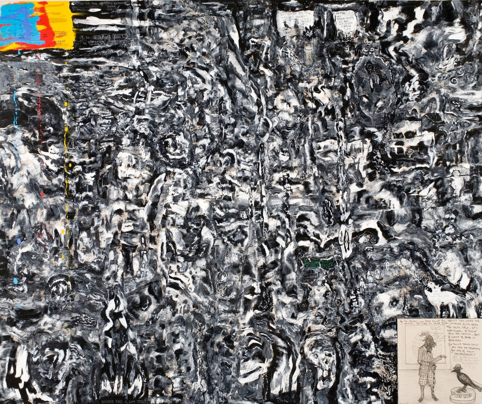 William T. Wiley, Goat & Raven Chewin the Corner in Whack and Blight, 2011