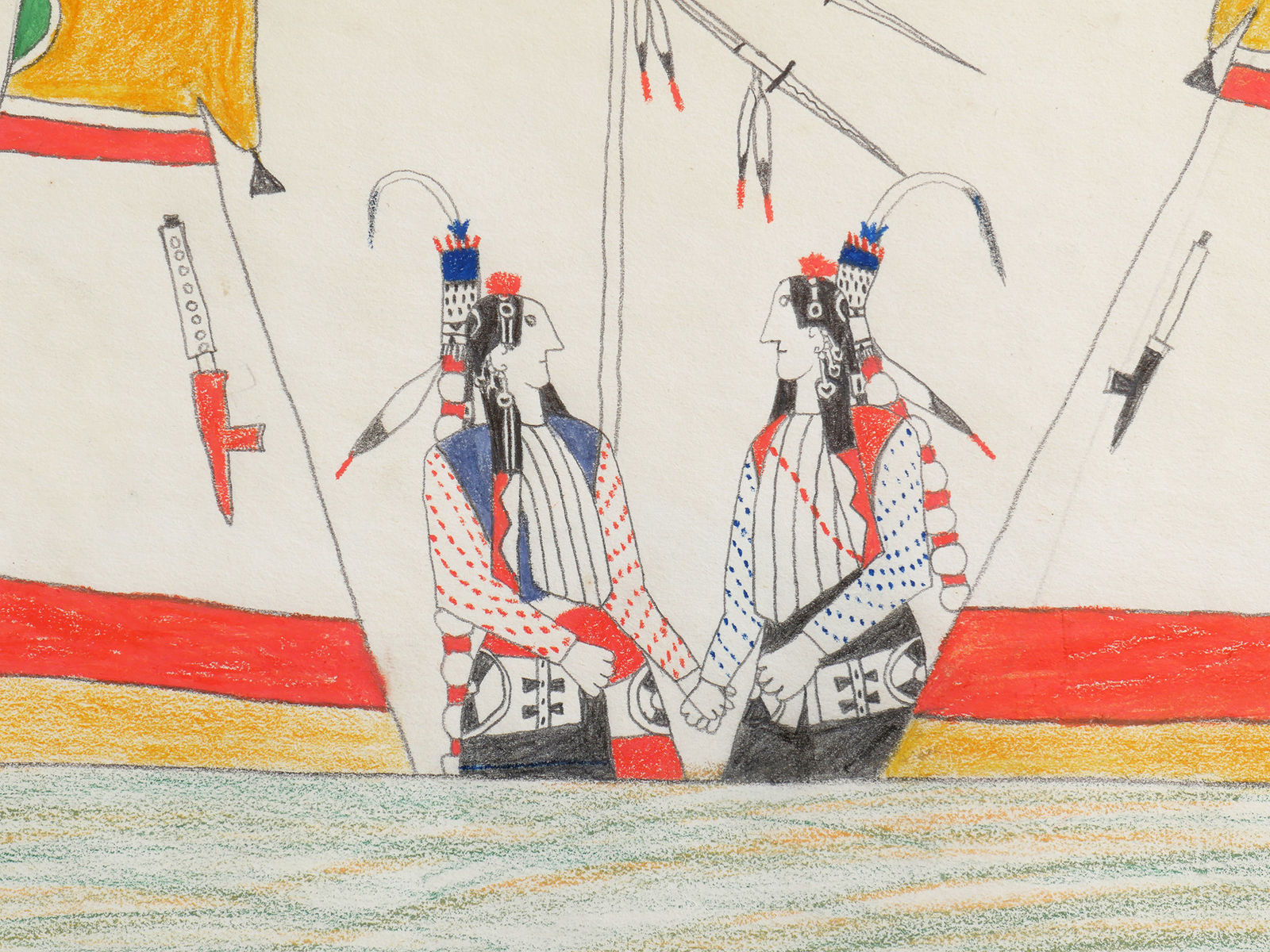 Attributed to Wohaw (Beef) also known as Gu Hau De (Wolf Robe), 1855-1924, Kiowa, Central Plains, Ledger Drawing, c. 1875-78