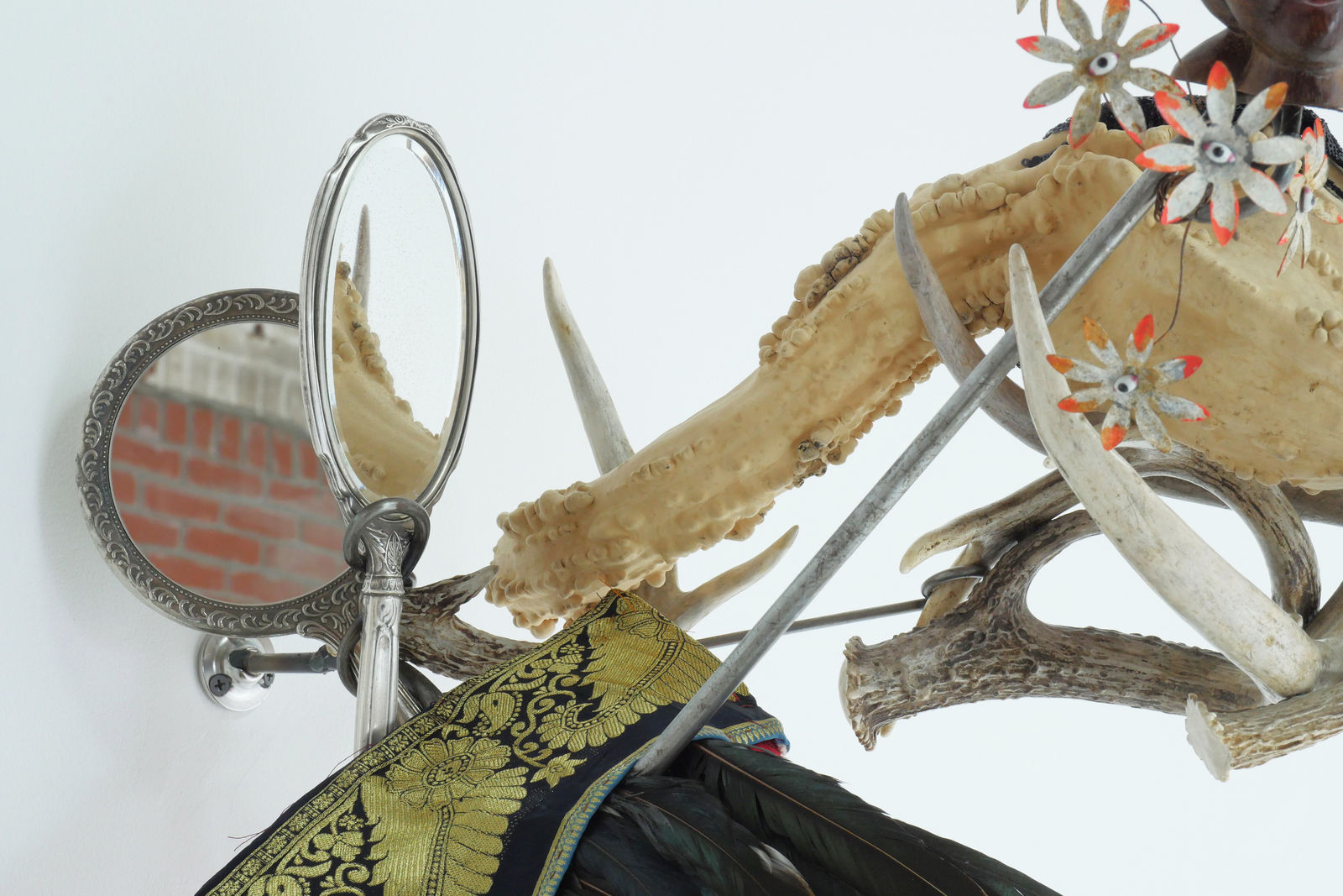 Rina Banerjee, Hear her jingle, a feathery collar from which she hollered when merchants made milky mistakes and ballsy governments squandered without secrets, so she lamented of what of descendants. She thought into her mirrors we can’t be friends now ring ruler, the rider, unkept horses., 2024