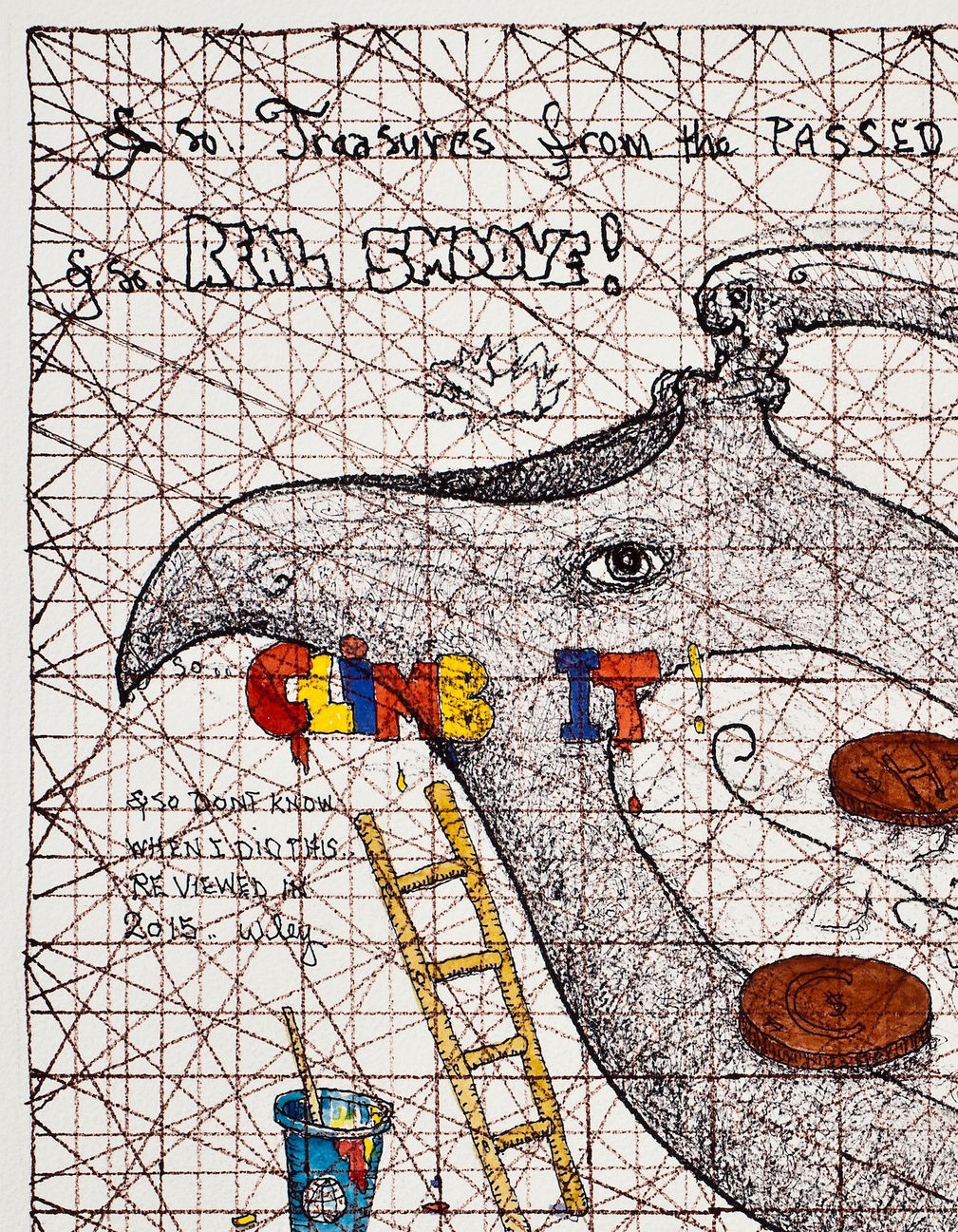 William T. Wiley, Owed to a Greasin' Earn, 2015