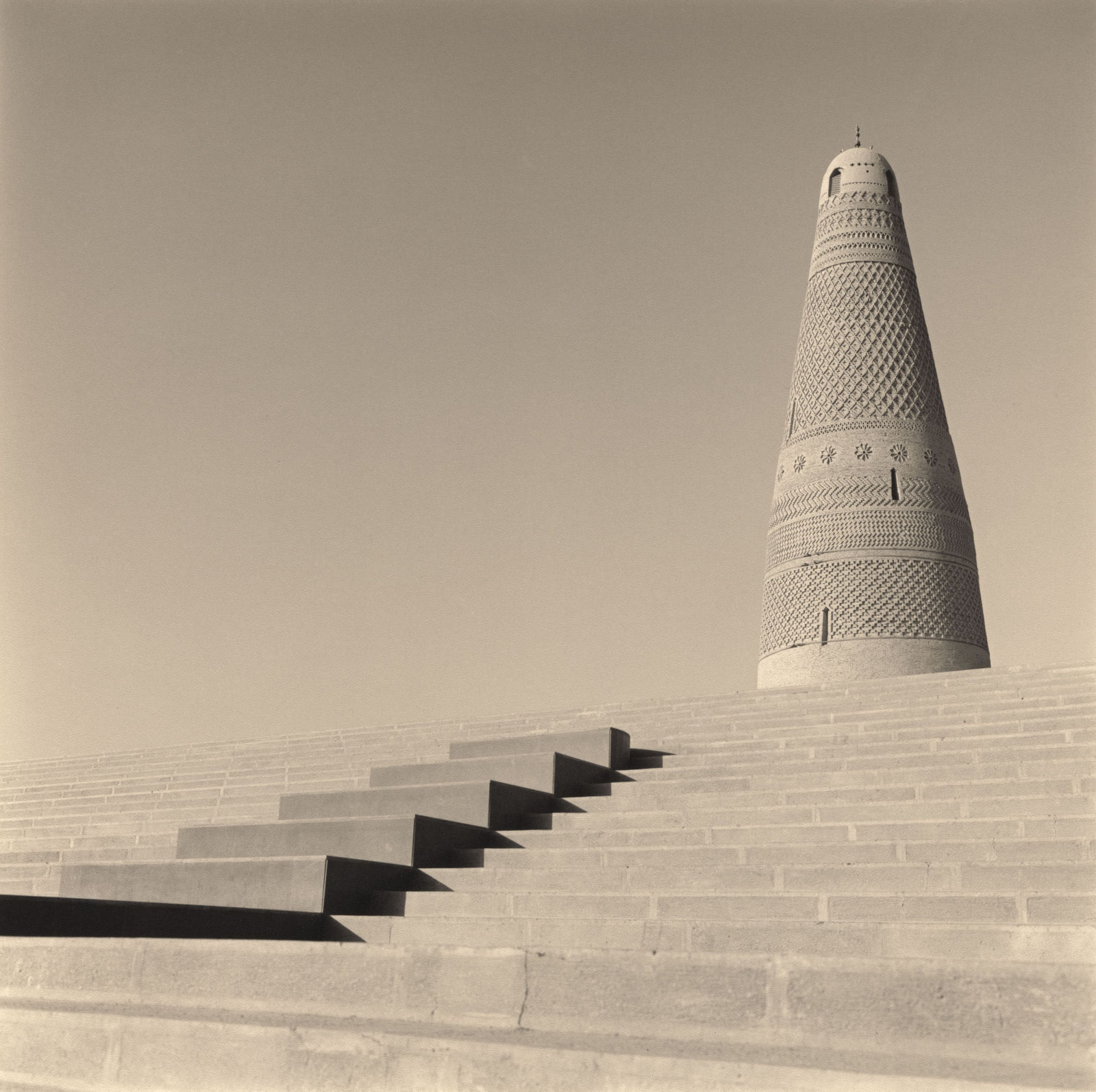 Emin Minaret of Suleiman Mosque, Turpan, China, with staircase, by Lynn Davis