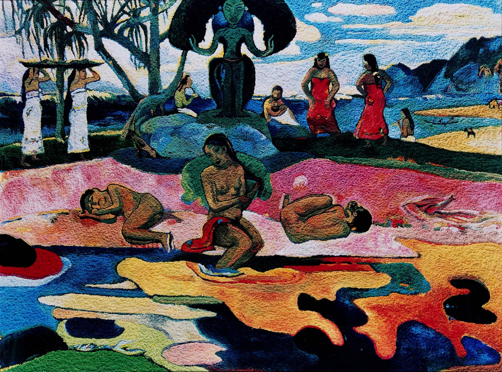 Vik Muniz Mahana No Atua (Day of the Gods), After Gauguin photograph of paint pigments rendering Gauguin's painting Day of the Gods