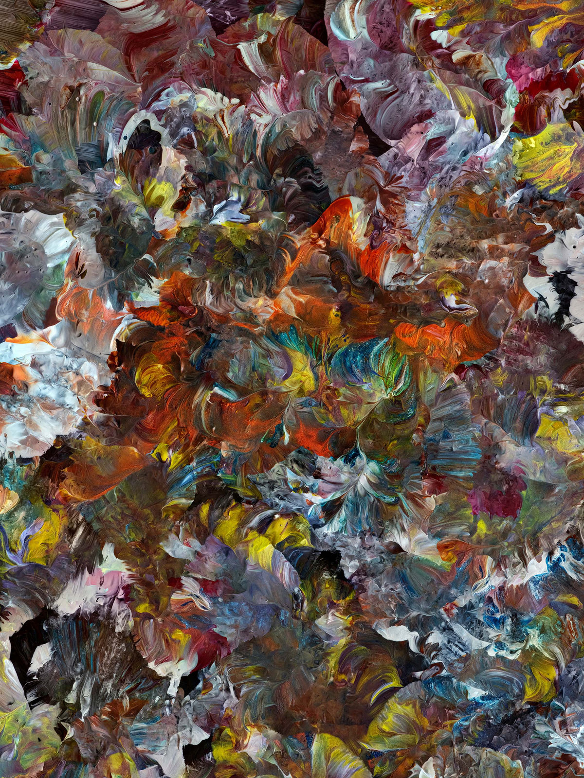 Close-up photograph of multi-colored paint with texture, by Abelardo Morell