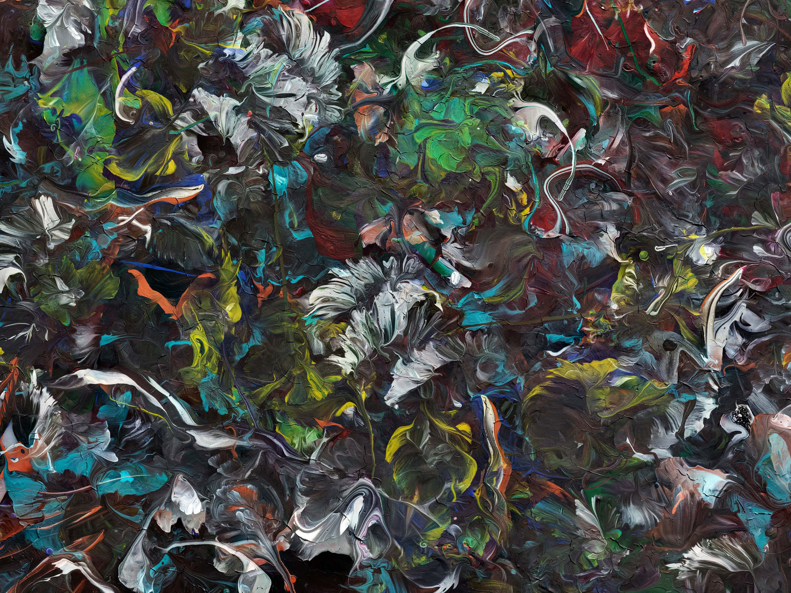 Abelardo Morell Paint #11 horizontal abstract photograph of white green and yellow painting