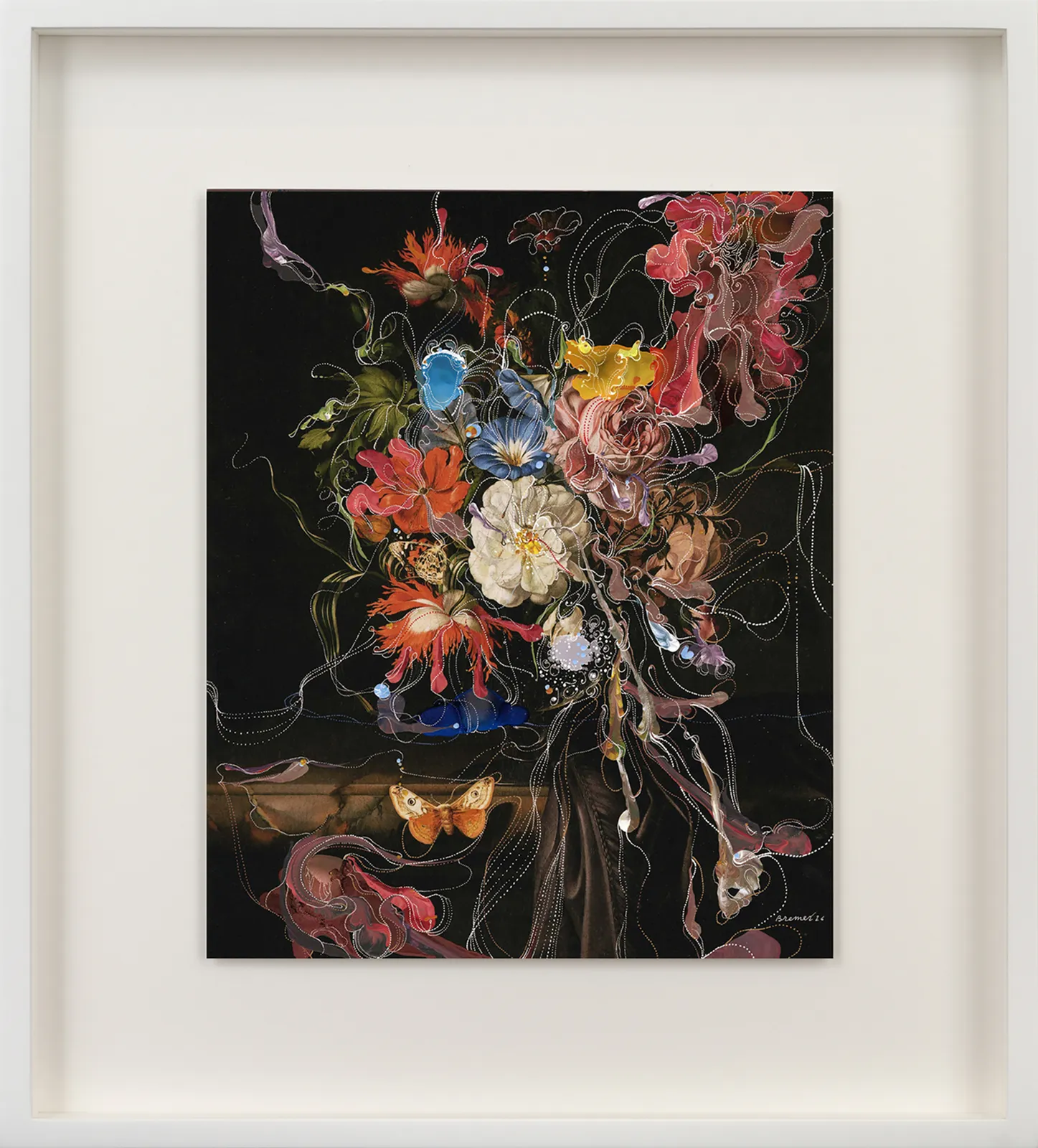 Sebastiaan Bremer The nether recesses hand painted photo of flower still life