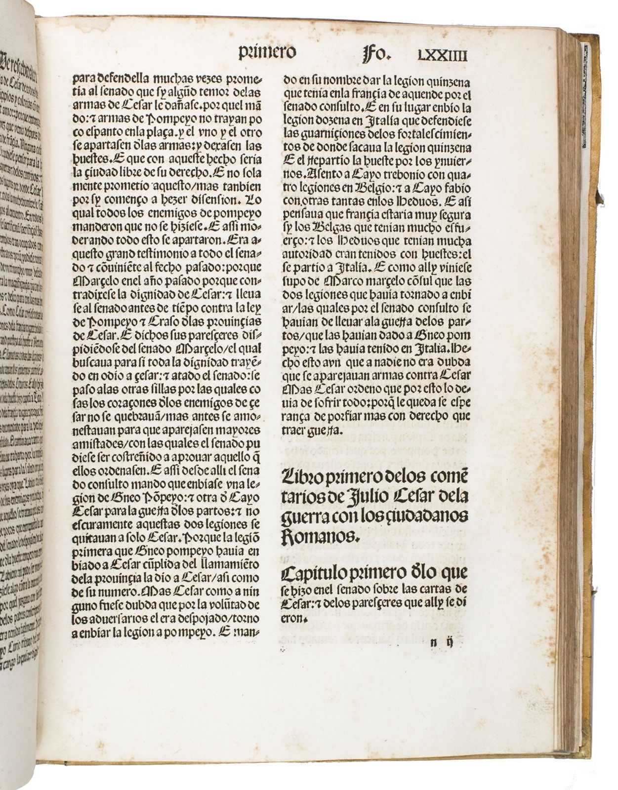 Caesar, Gaius Julius, Los Comentarios de Gayo Julio Cesar, 14 July, 1498. Toledo. A costa del muy hõrrado mercader Melchior Gorriçio por maestre Pedro Hagembach.