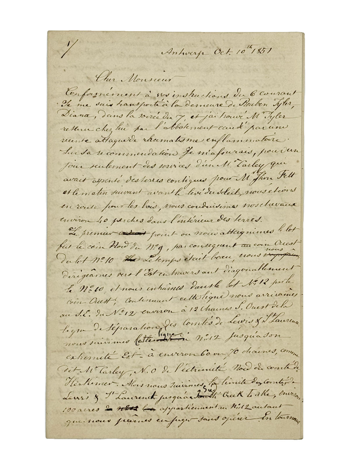 [New York – Jefferson County], An extensive archive of letters and documents on the creation and planning of Jefferson County, New York, Paris, etc., 1797–1877.