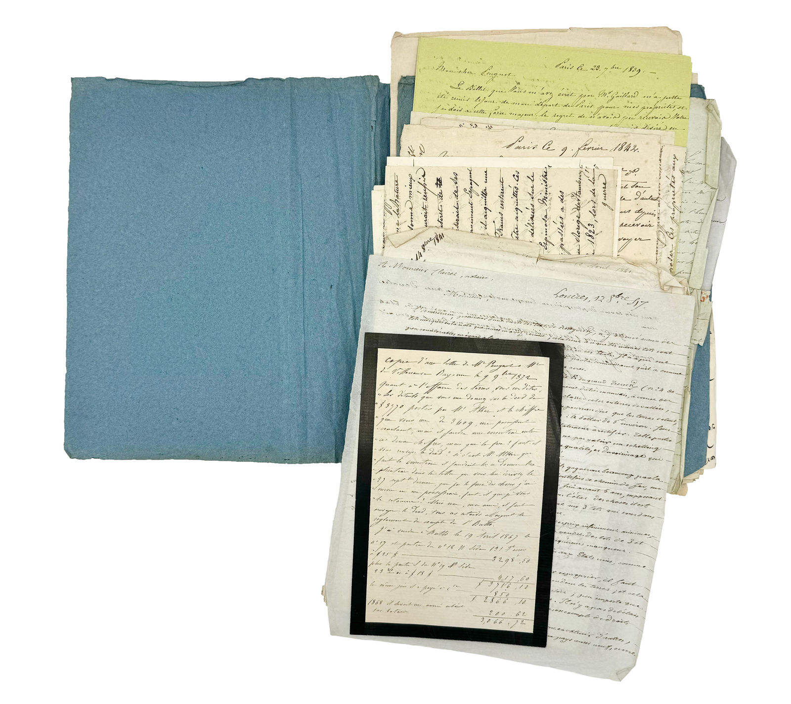 [New York – Jefferson County], An extensive archive of letters and documents on the creation and planning of Jefferson County, New York, Paris, etc., 1797–1877.