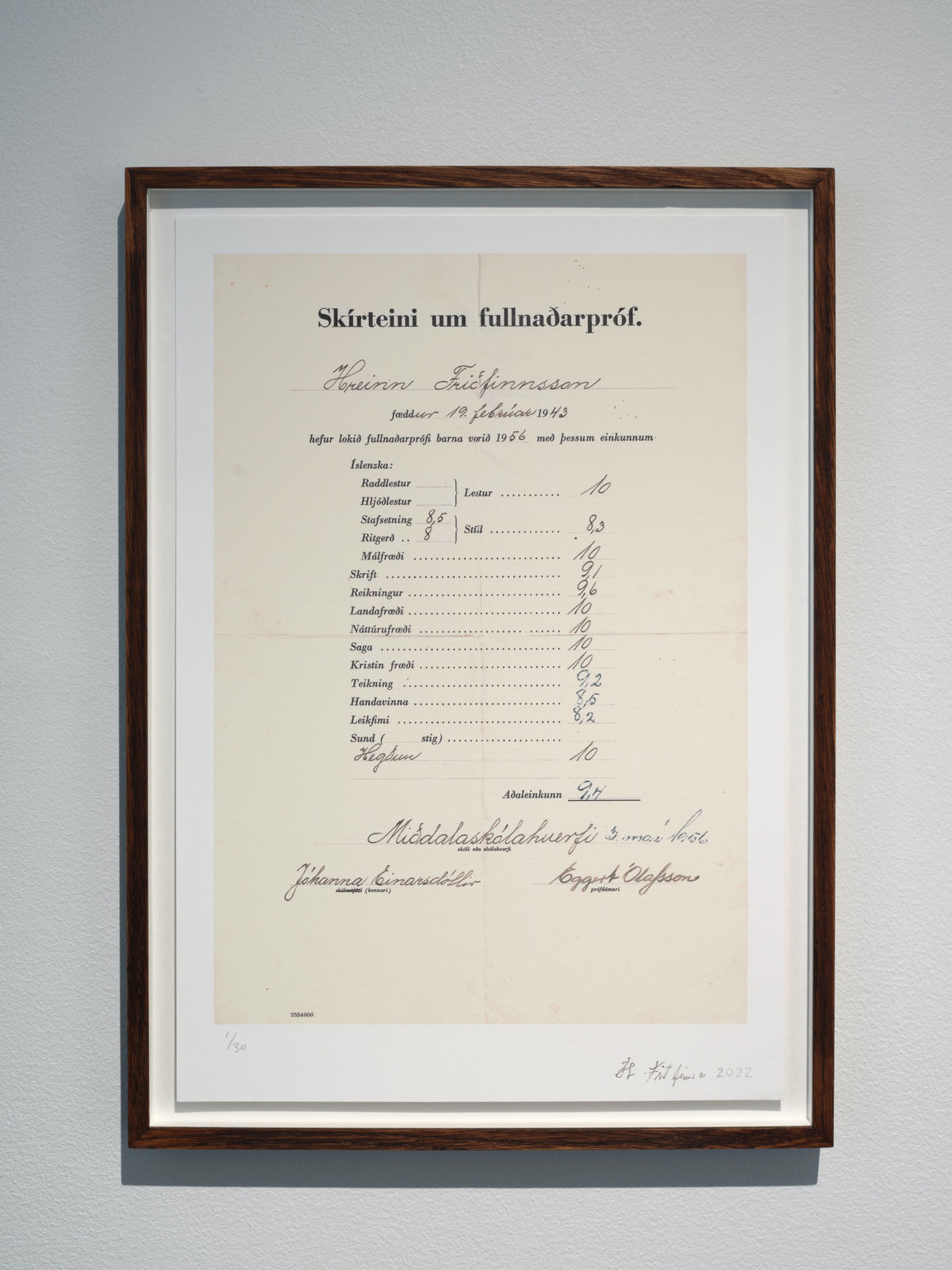 HREINN FRIÐFINNSSON, Fullnaðarpróf, 2022