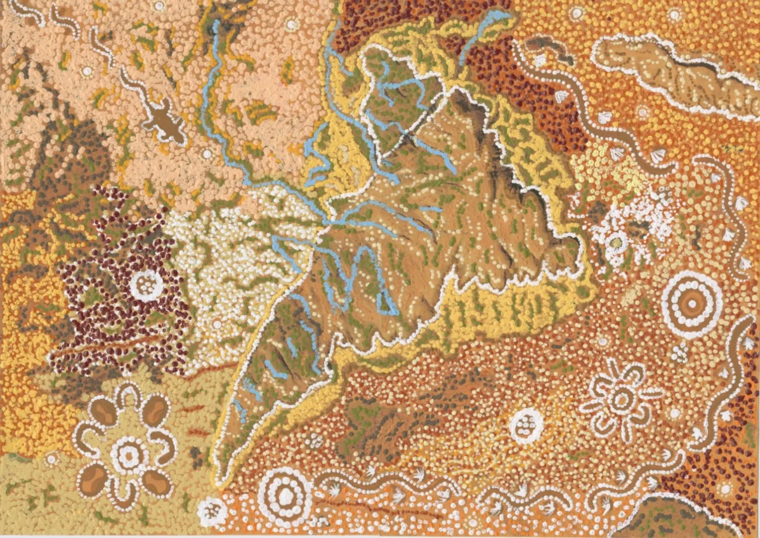 Patrick Waterhouse, Satellite image of the Wardapi Jukurrpa (Goanna Dreaming) site in Yarripilangku, southwest of Yuendumu. Revised with Ruth Nungarrayi Spencer, 2014-2018