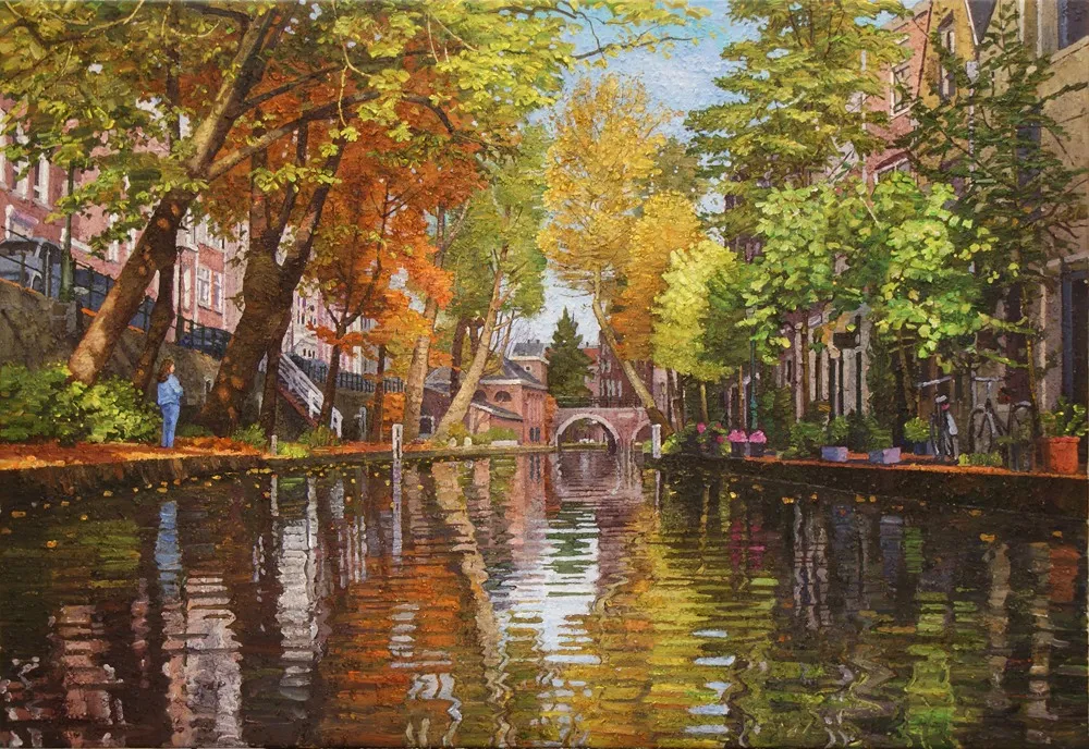 Willem van der Hofstede, Oudegracht met Vollersbrug in de herfst, 2025