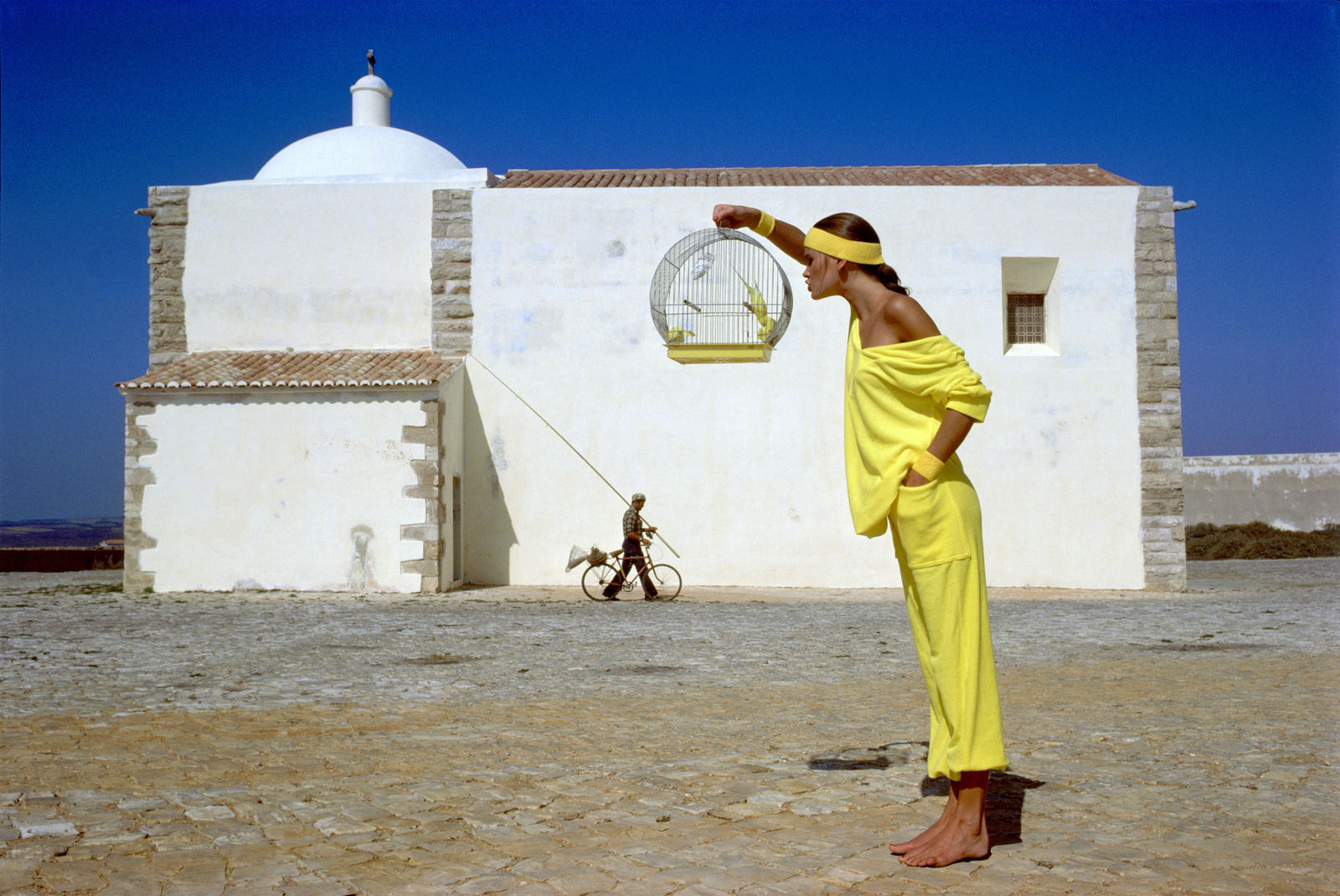Albert Watson, Juli Foster with Birdcage, Algarve, Portugal, 1977