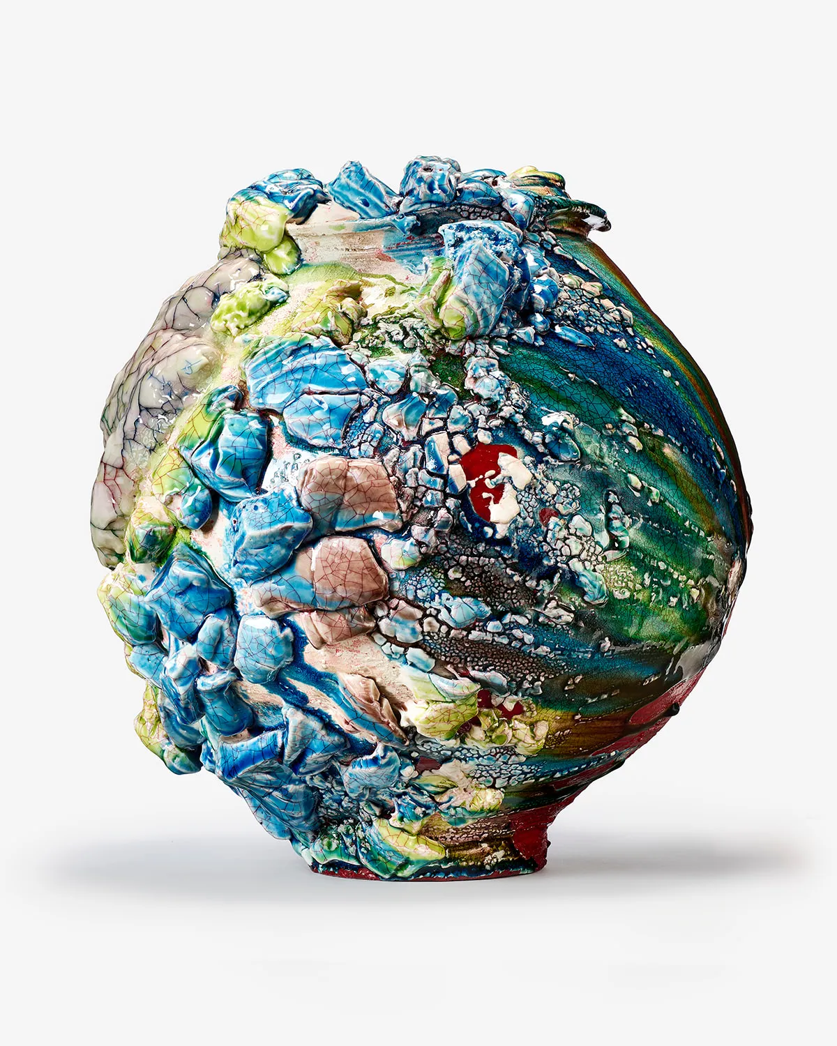 Kodai Ujiie, Oribe White Glaze Lacquer Large Jar 織部漆朱塗交白釉大壺, 2024