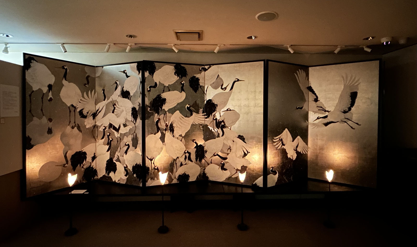 Folding Screen of Cranes: Crossing the Moon, 鶴の屏風 「月を渡る」| Daisuke Nakano | Nihonga | Ippodo Gallery TOKYO & NEW YORK