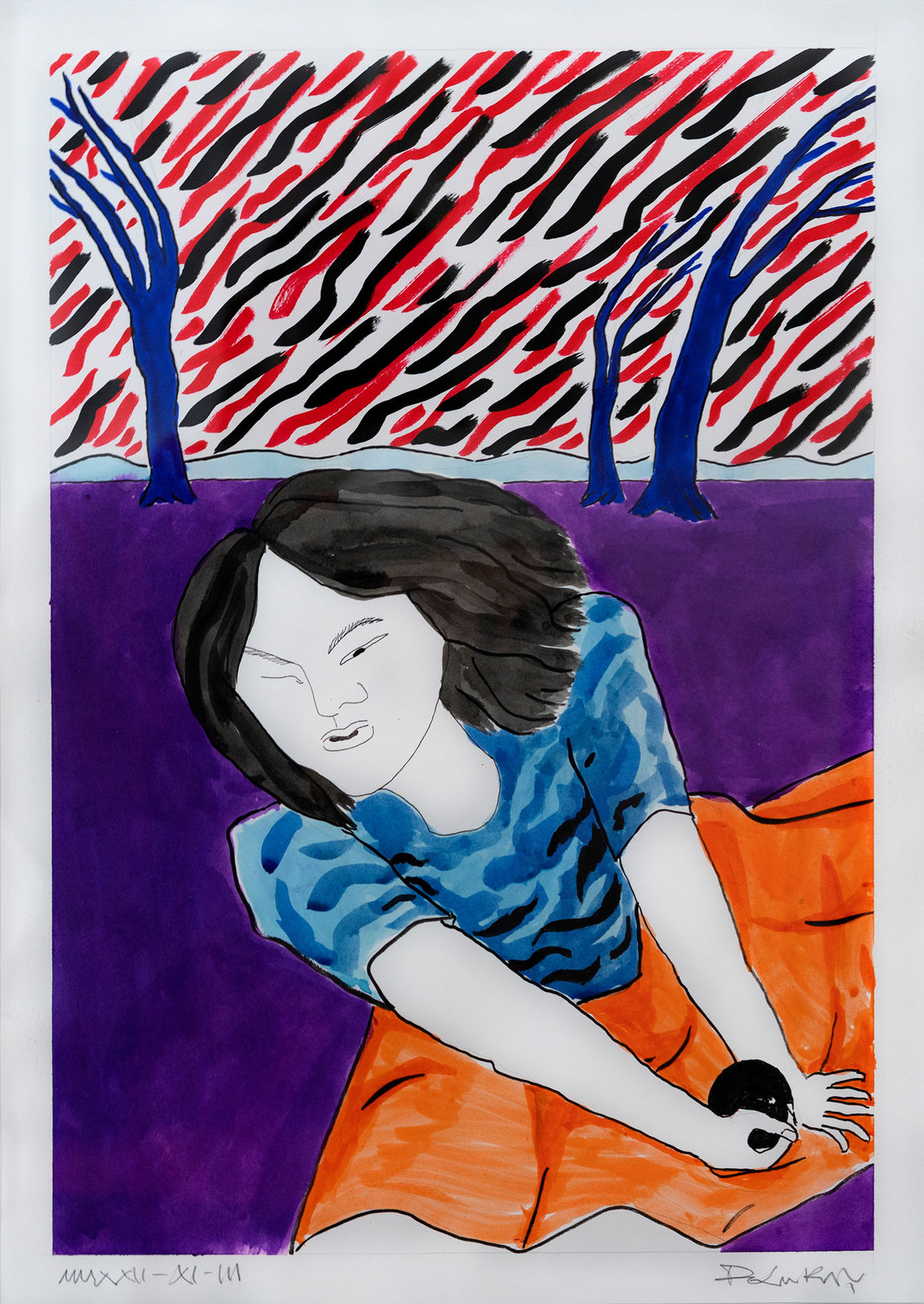 Rolankay, Tormenta, 2022, Indian ink on paper, 51 x 36 cm