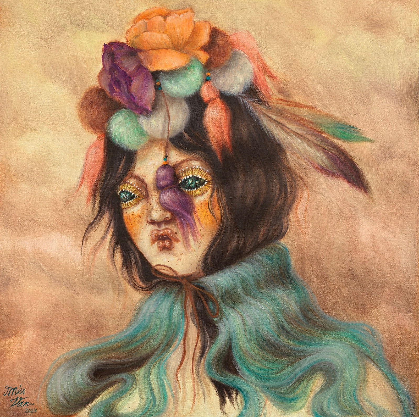 Miss Van, Portrait with Lagoon Blue Hair, 2023