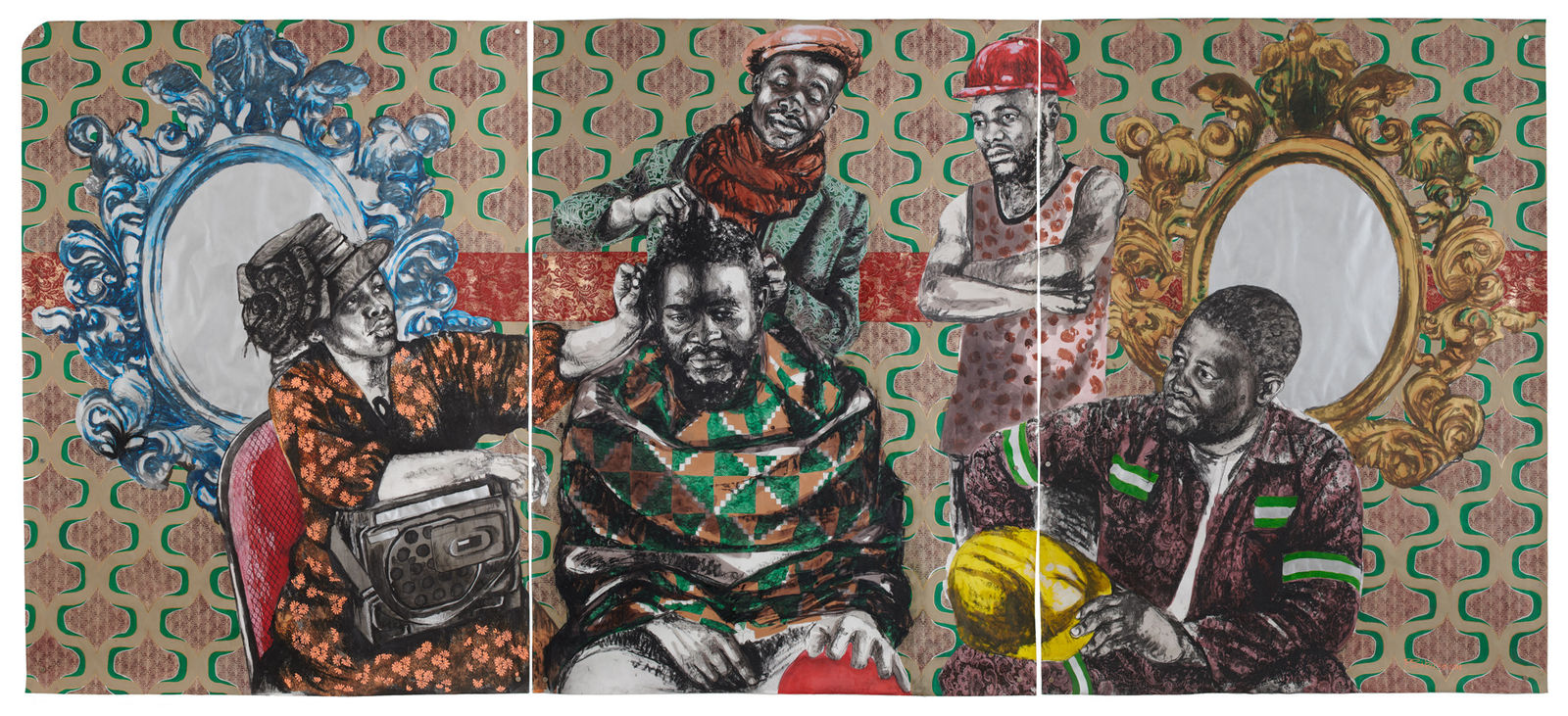 Bambo Sibiya, Street Barbershop (triptych), 2018