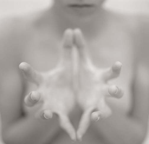 Mona Kuhn, Menta (Woman's hands outstretched with thumbs and pinkies touching), 2000