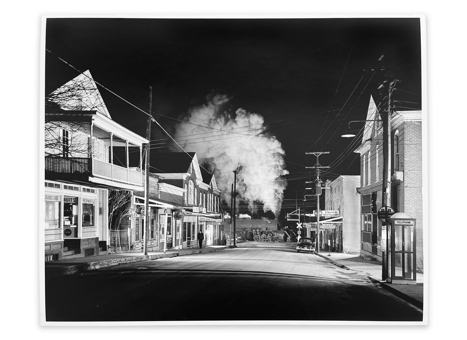 O. Winston Link, Officer Painter Patrols Main Street, Stanley, Virginia, 1956