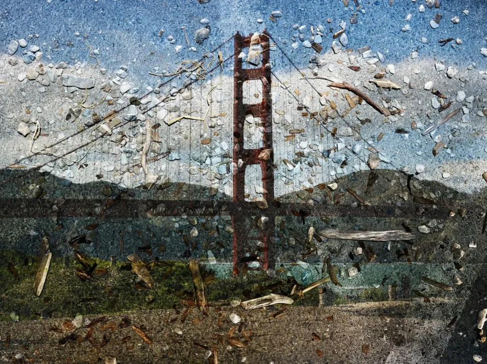 Abelardo Morell, Tent Camera Image on Ground- View of the Golden Gate Bridge From Battery East, 2012