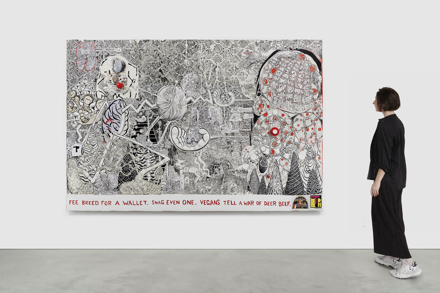 TRENTON DOYLE HANCOCK, The Skint Alterpiece: Vegans Make Deposits at the Tofu Bank, 2020