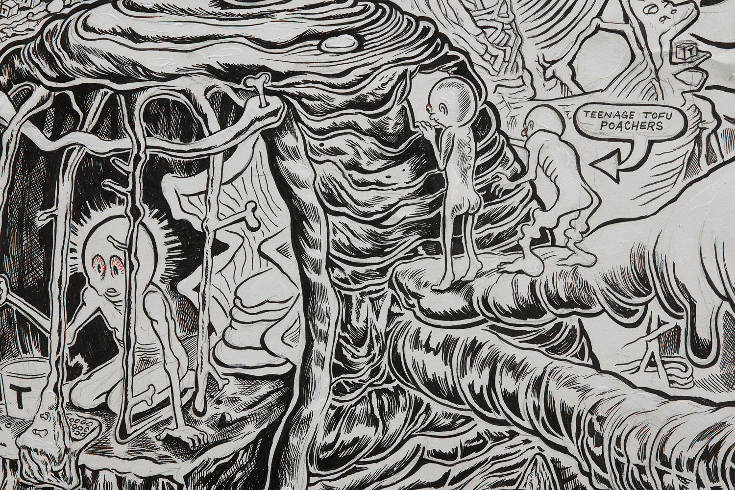 TRENTON DOYLE HANCOCK, The Skint Alterpiece: Vegans Make Deposits at the Tofu Bank, 2020