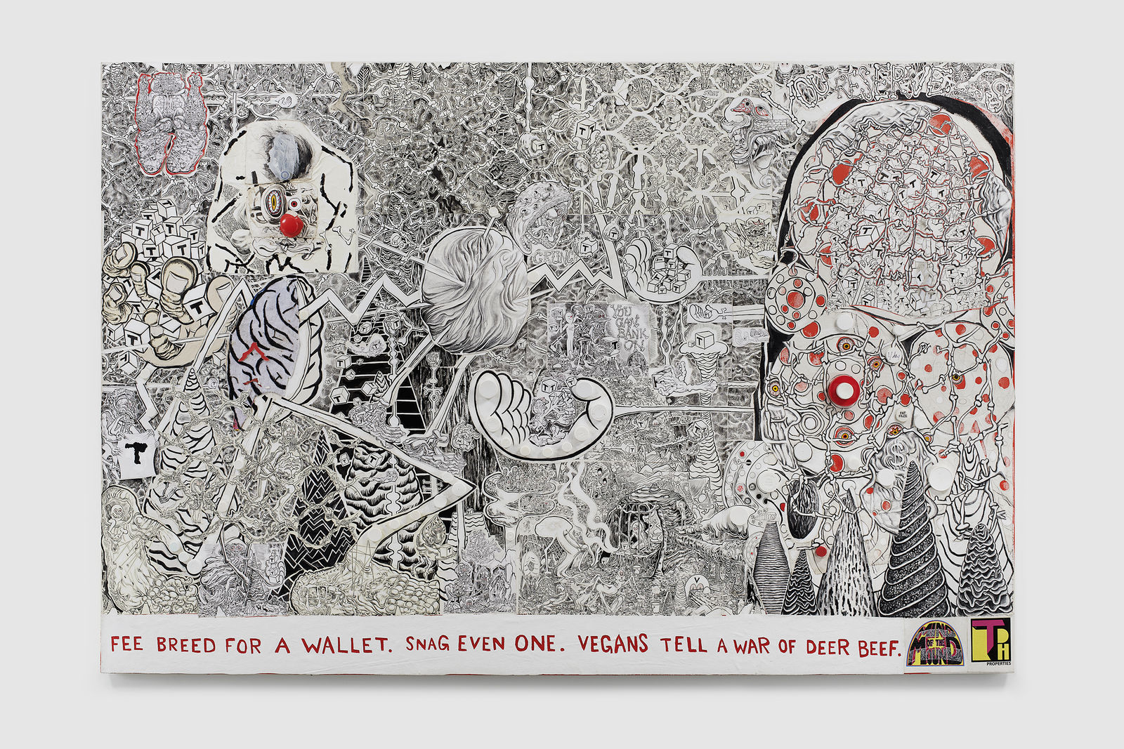 TRENTON DOYLE HANCOCK, The Skint Alterpiece: Vegans Make Deposits at the Tofu Bank, 2020