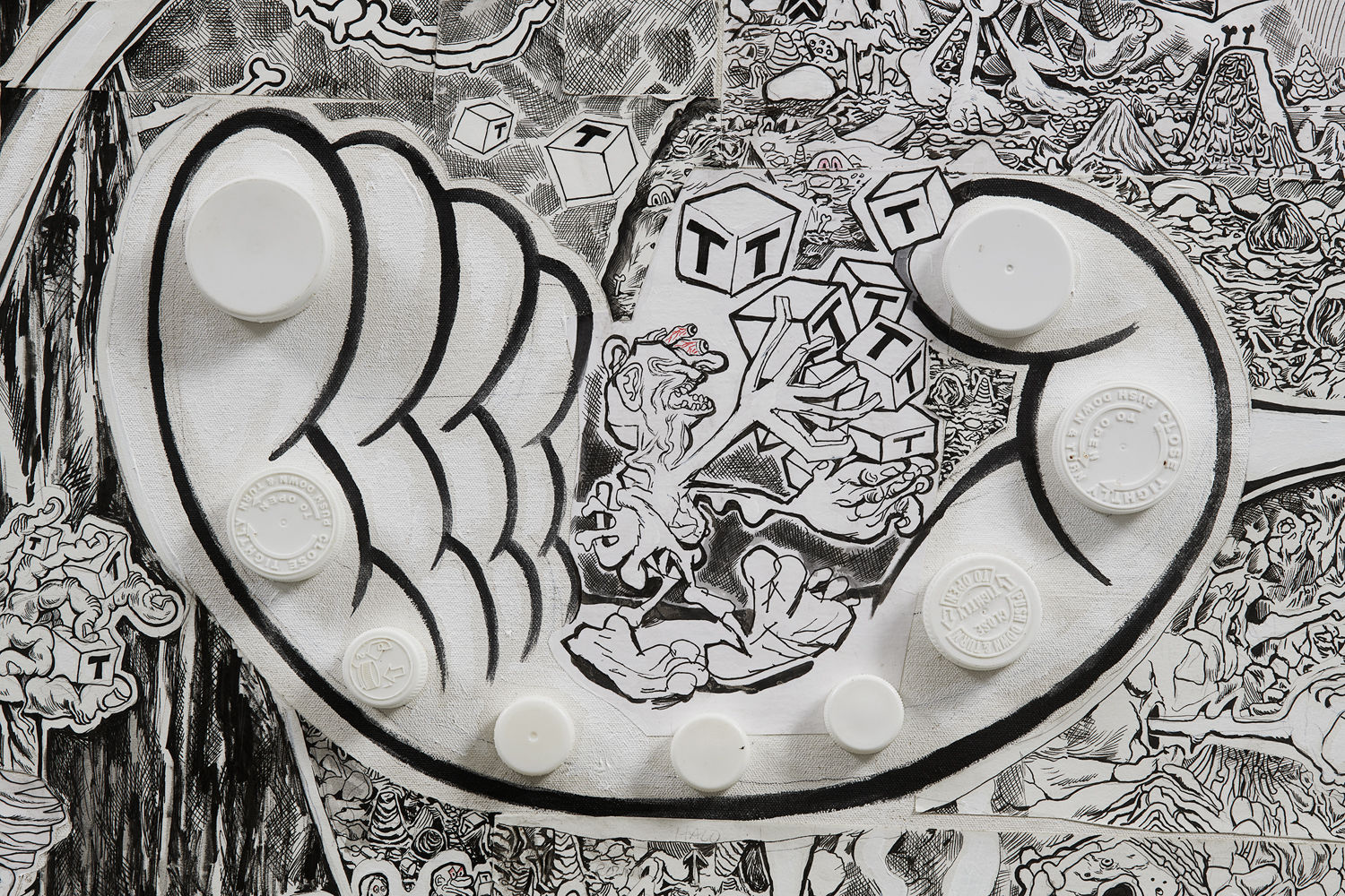 TRENTON DOYLE HANCOCK, The Skint Alterpiece: Vegans Make Deposits at the Tofu Bank, 2020