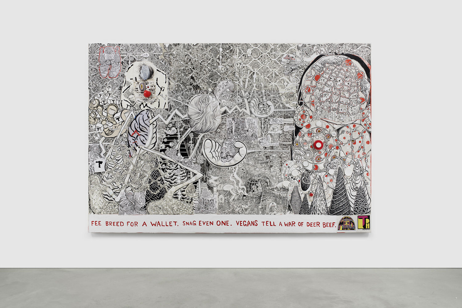 TRENTON DOYLE HANCOCK, The Skint Alterpiece: Vegans Make Deposits at the Tofu Bank, 2020