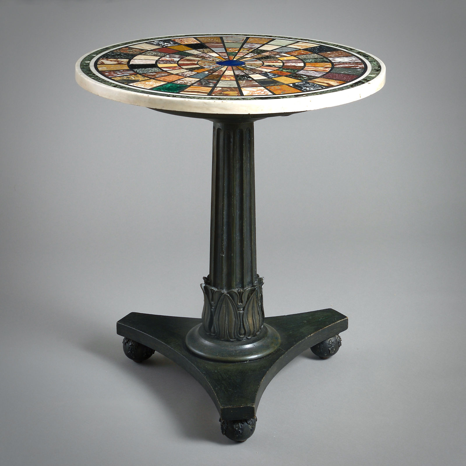 SUPERB REGENCY SPECIMEN MARBLE CENTRE TABLE WITH BRONZED NEOCLASSICAL BASE