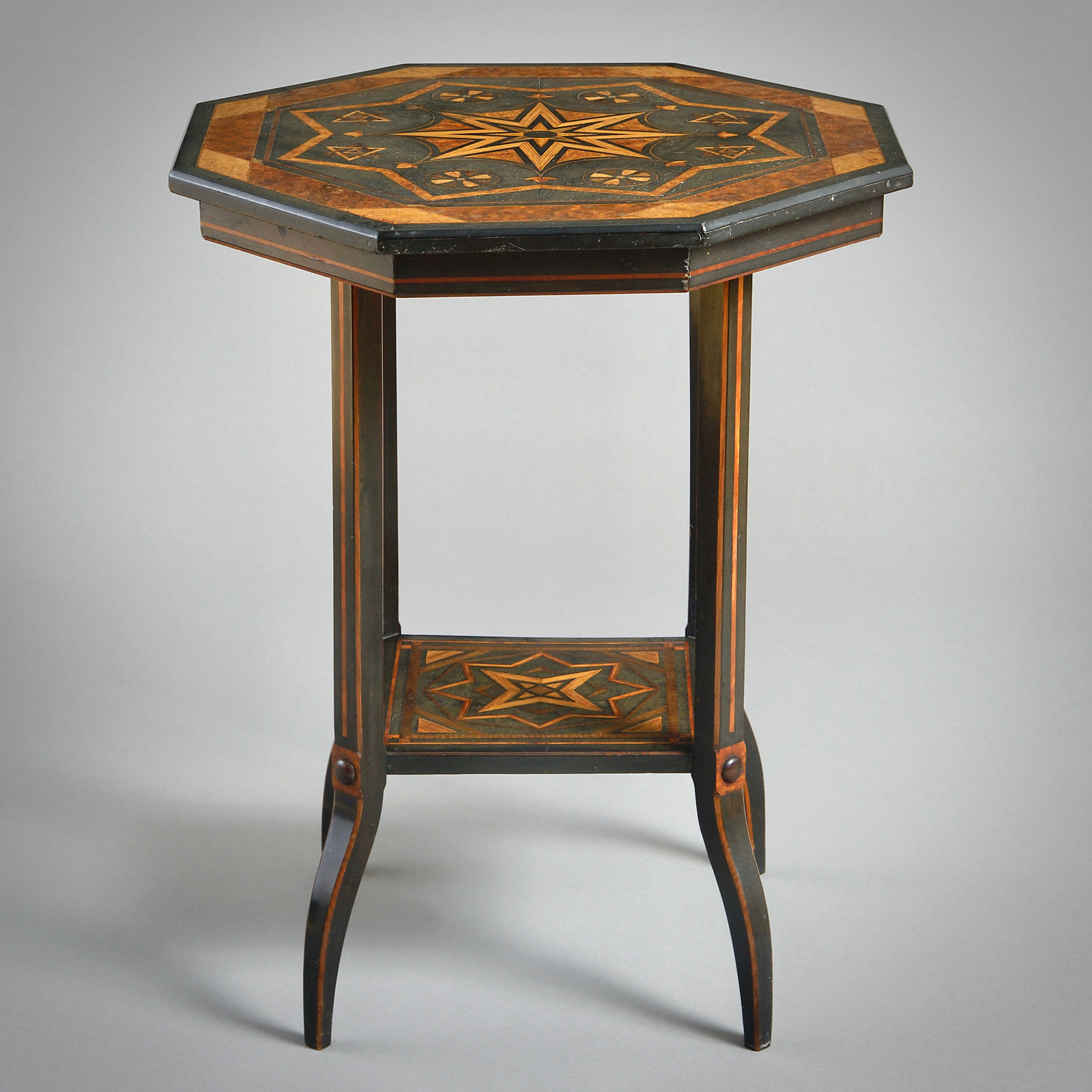 VICTORIAN GEOMETRICALLY-INLAID LAMP TABLE