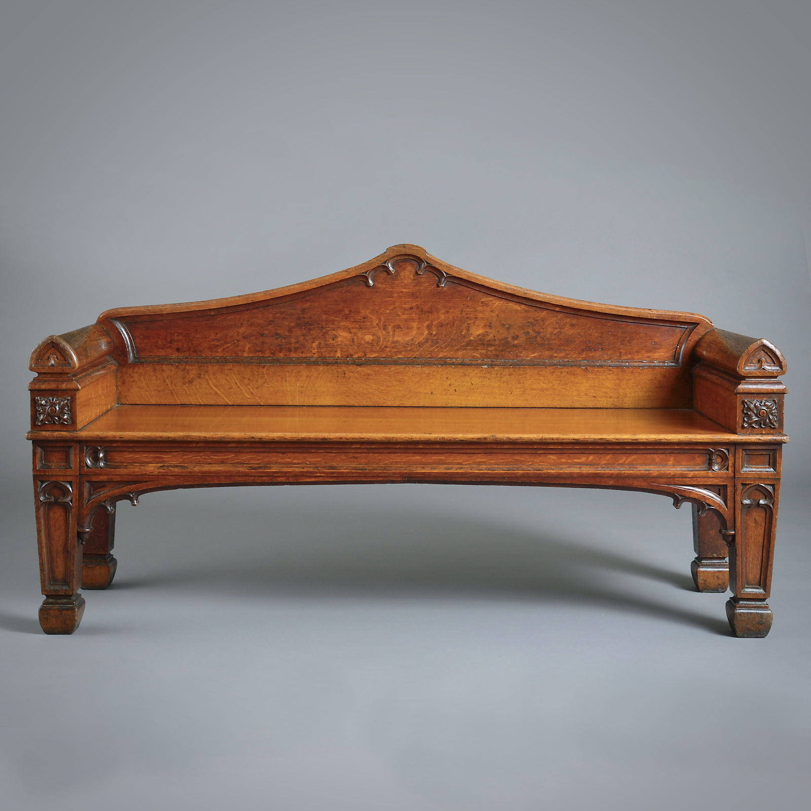 GEORGE IV GOTHIC OAK HALL SEAT