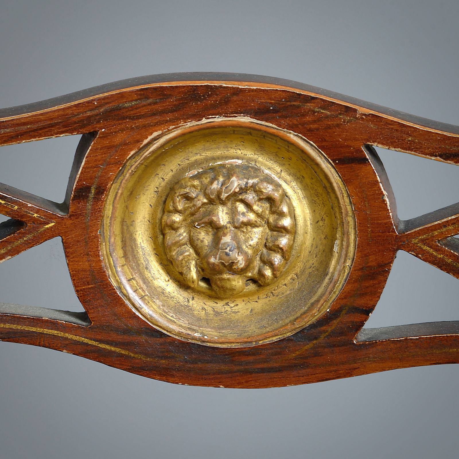 PAIR OF REGENCY GRAINED AND PARCEL-GILT OPEN ARMCHAIRS