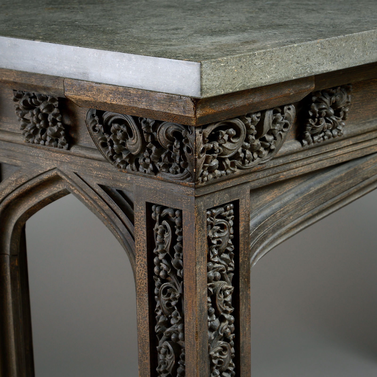 GOTHIC REVIVAL CARVED OAK SIDE TABLE POSSIBLY DESIGNED BY A.W.N. PUGIN
