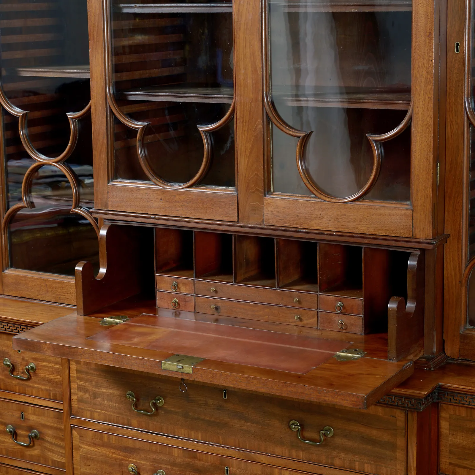 GEORGE III GOTHIC MAHOGANY BREAK-FRONT BOOKCASE