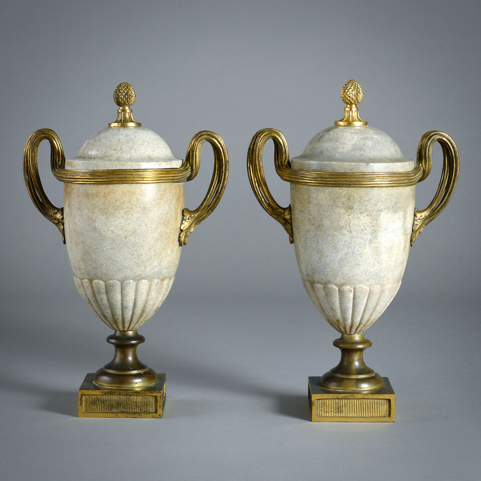 PAIR OF LOUIS XVI ORMOLU-MOUNTED MARBLE VASES
