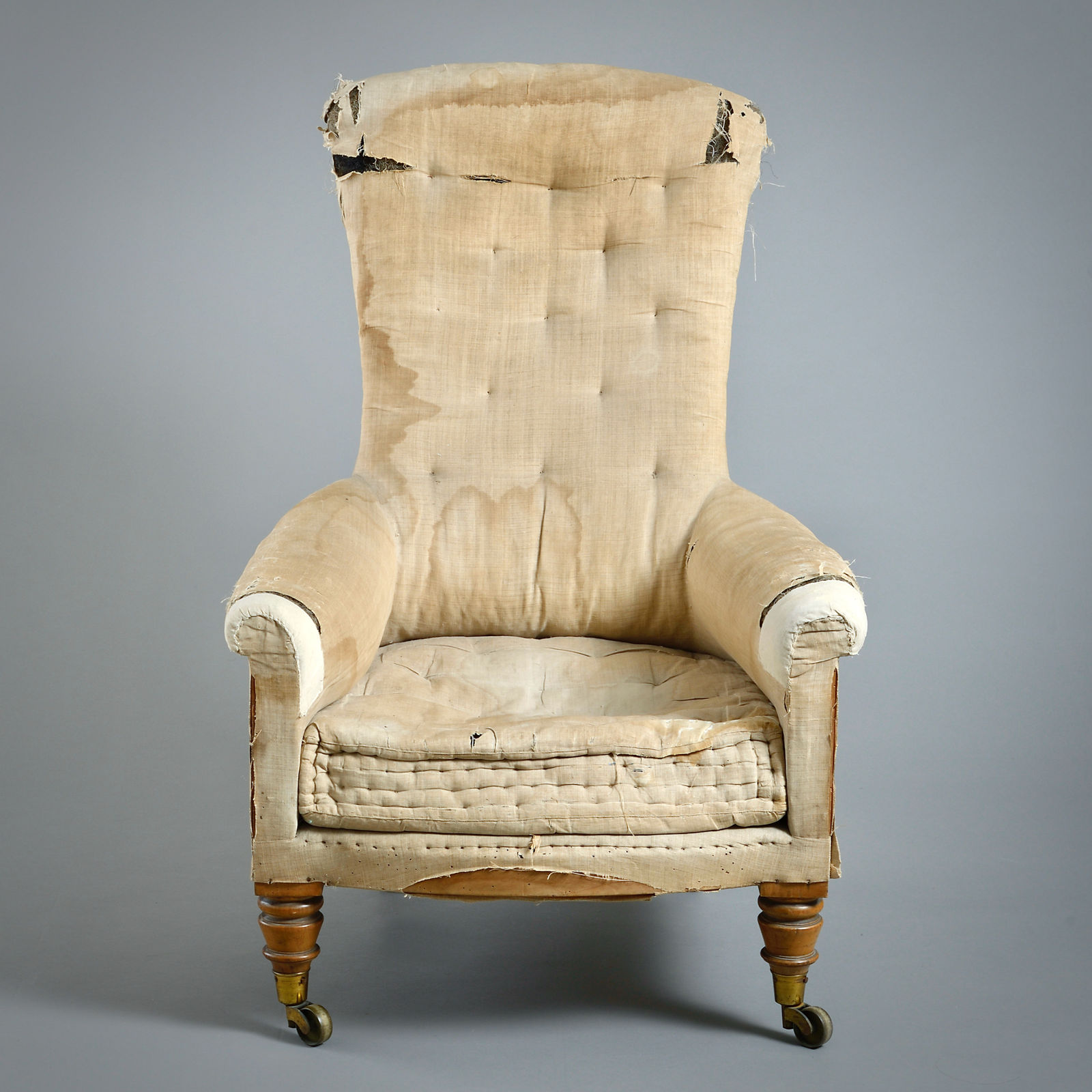 EARLY VICTORIAN SATIN-BIRCH ARMCHAIR