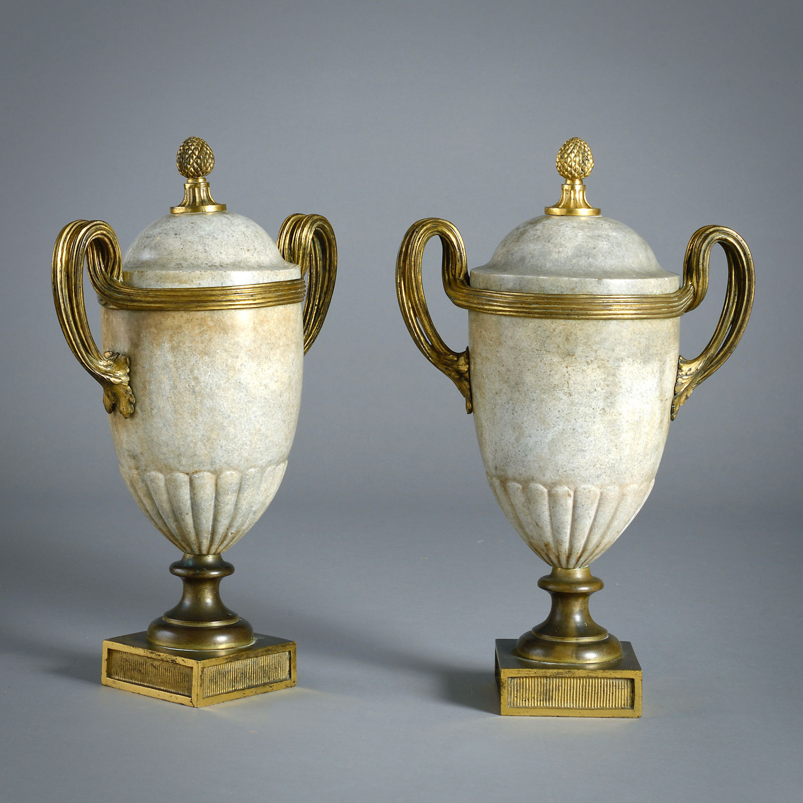 PAIR OF LOUIS XVI ORMOLU-MOUNTED MARBLE VASES