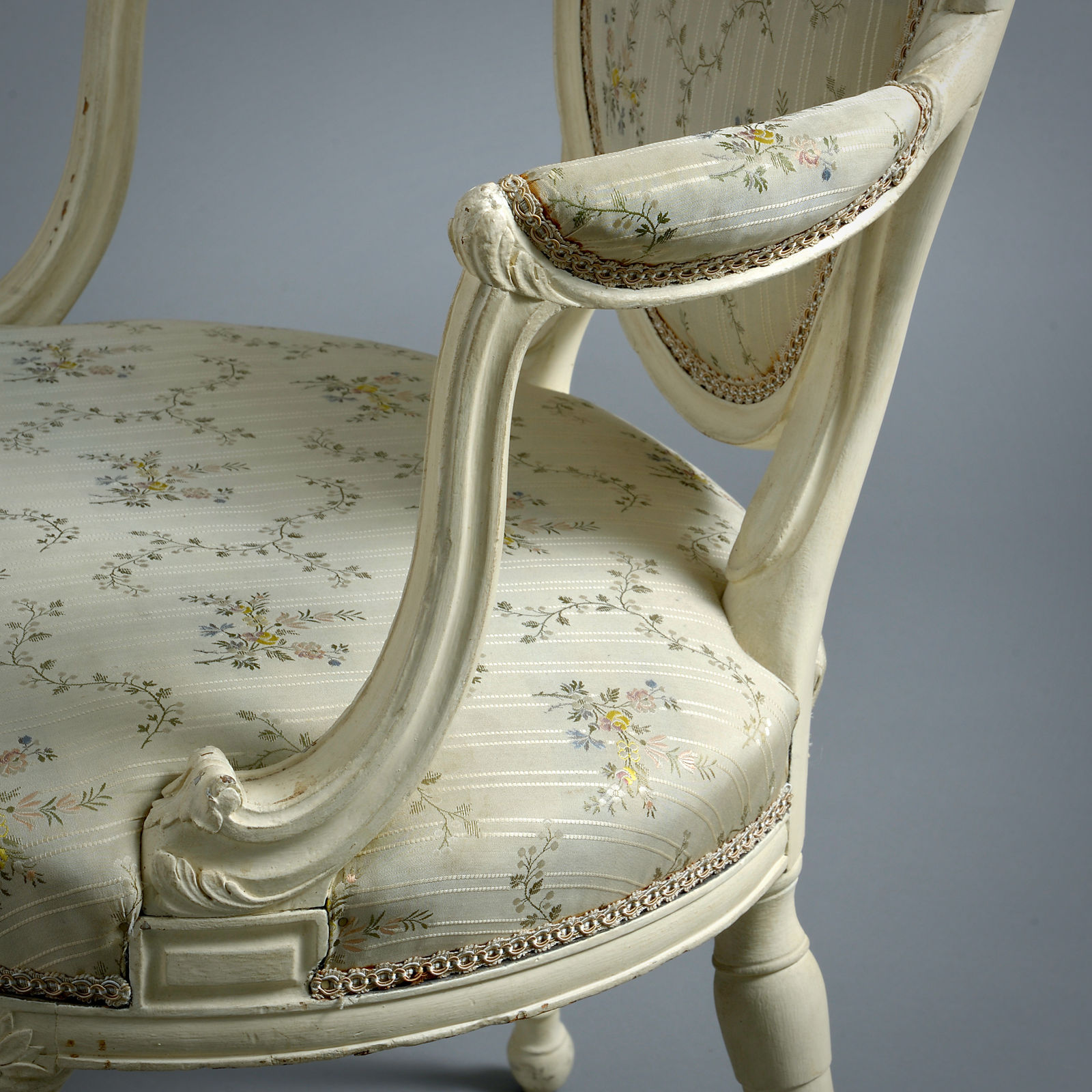PAIR OF GEORGE III WHITE-PAINTED ARMCHAIRS