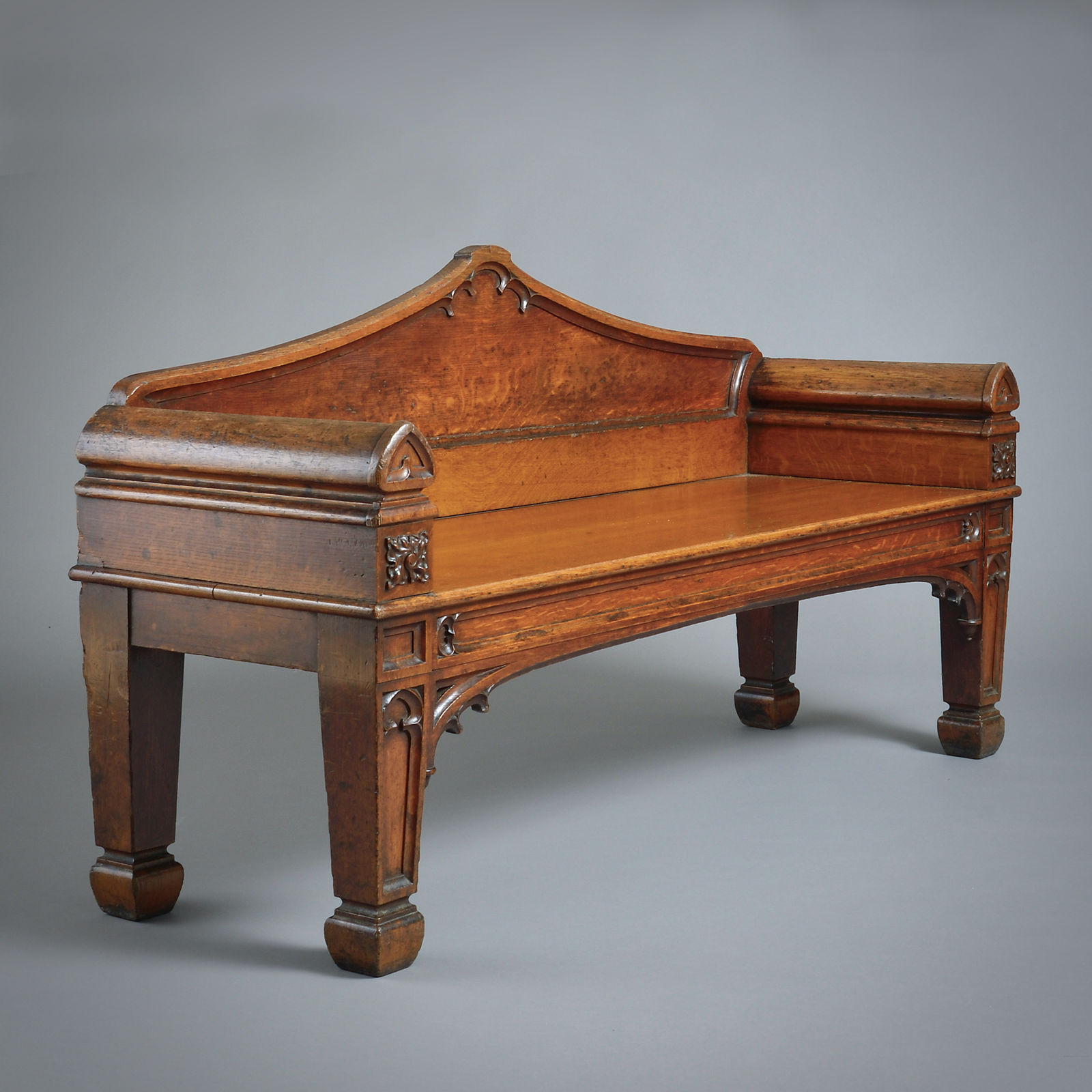GEORGE IV GOTHIC OAK HALL SEAT