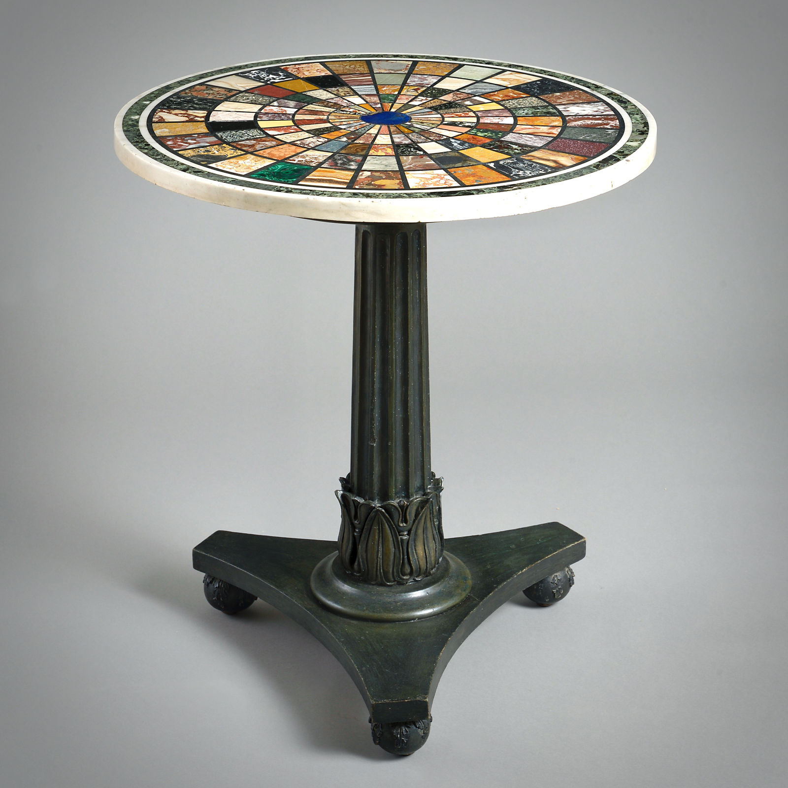 SUPERB REGENCY SPECIMEN MARBLE CENTRE TABLE WITH BRONZED NEOCLASSICAL BASE