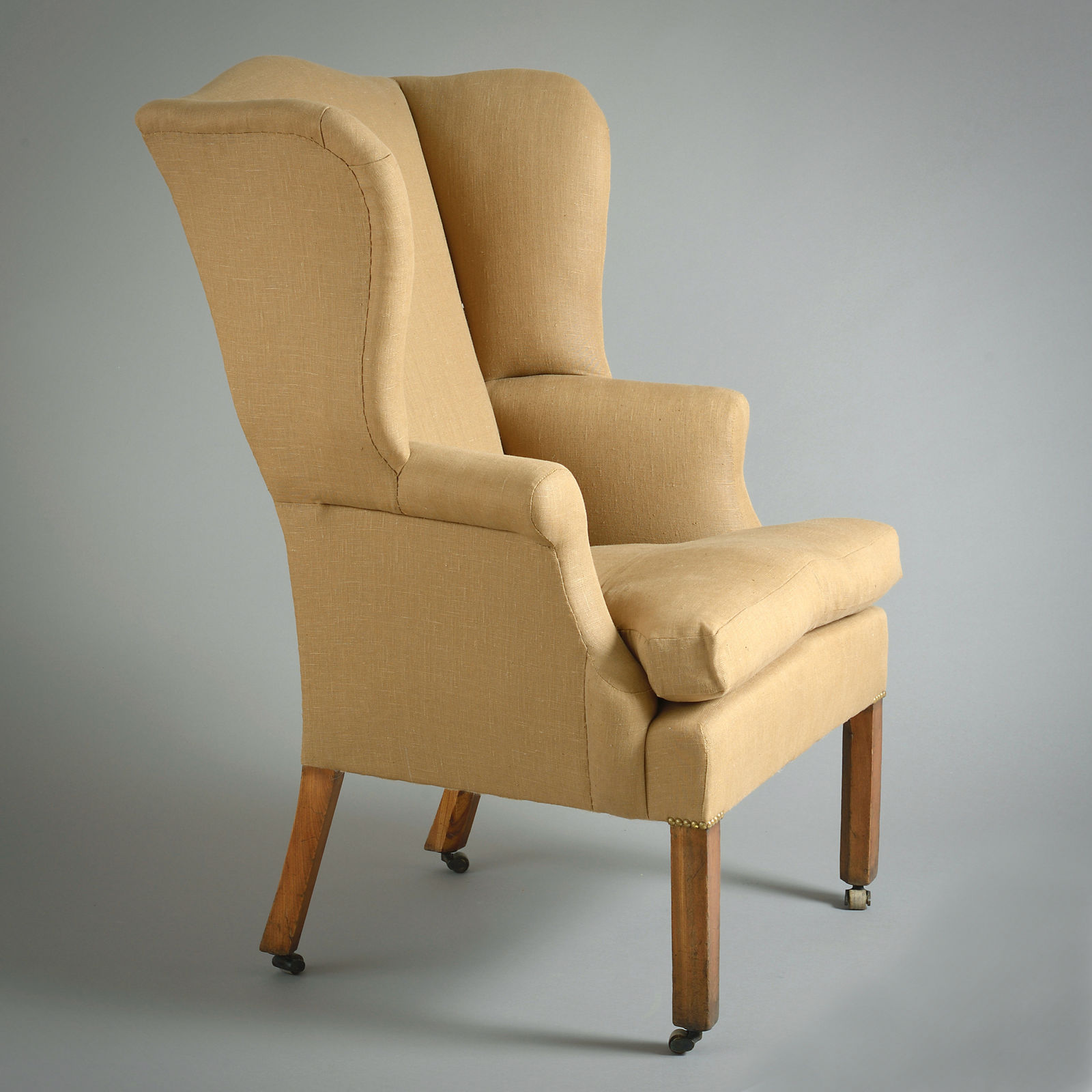 RARE PAIR OF SCOTTISH GEORGE II ASH WING-BACK ARMCHAIRS