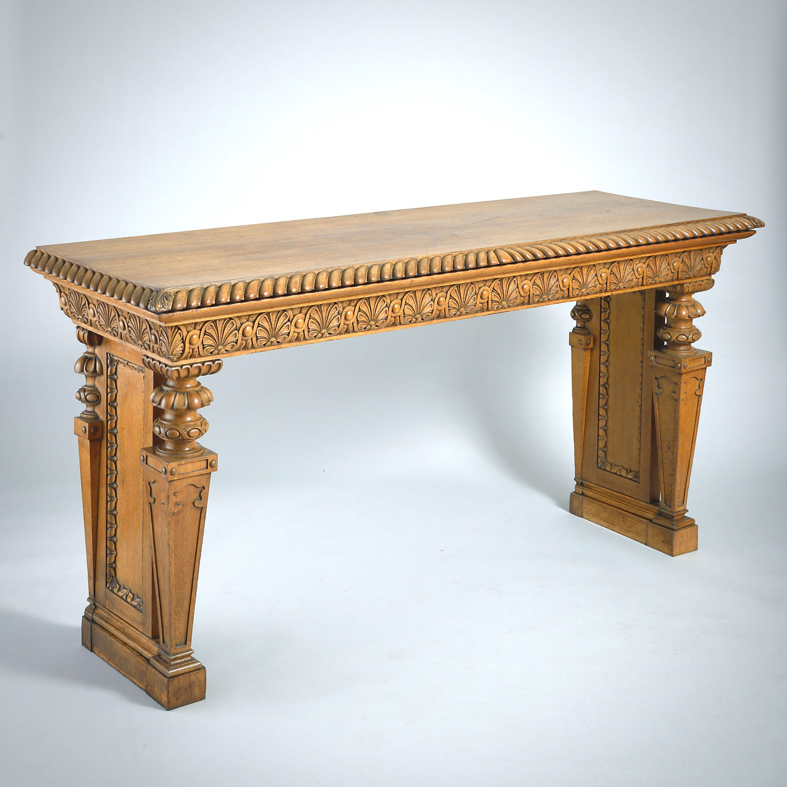 PAIR OF ELIZABETHAN-REVIVAL OAK SIDE TABLES